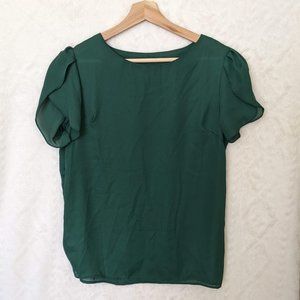 Forest Green Tulip Sleeve Blouse